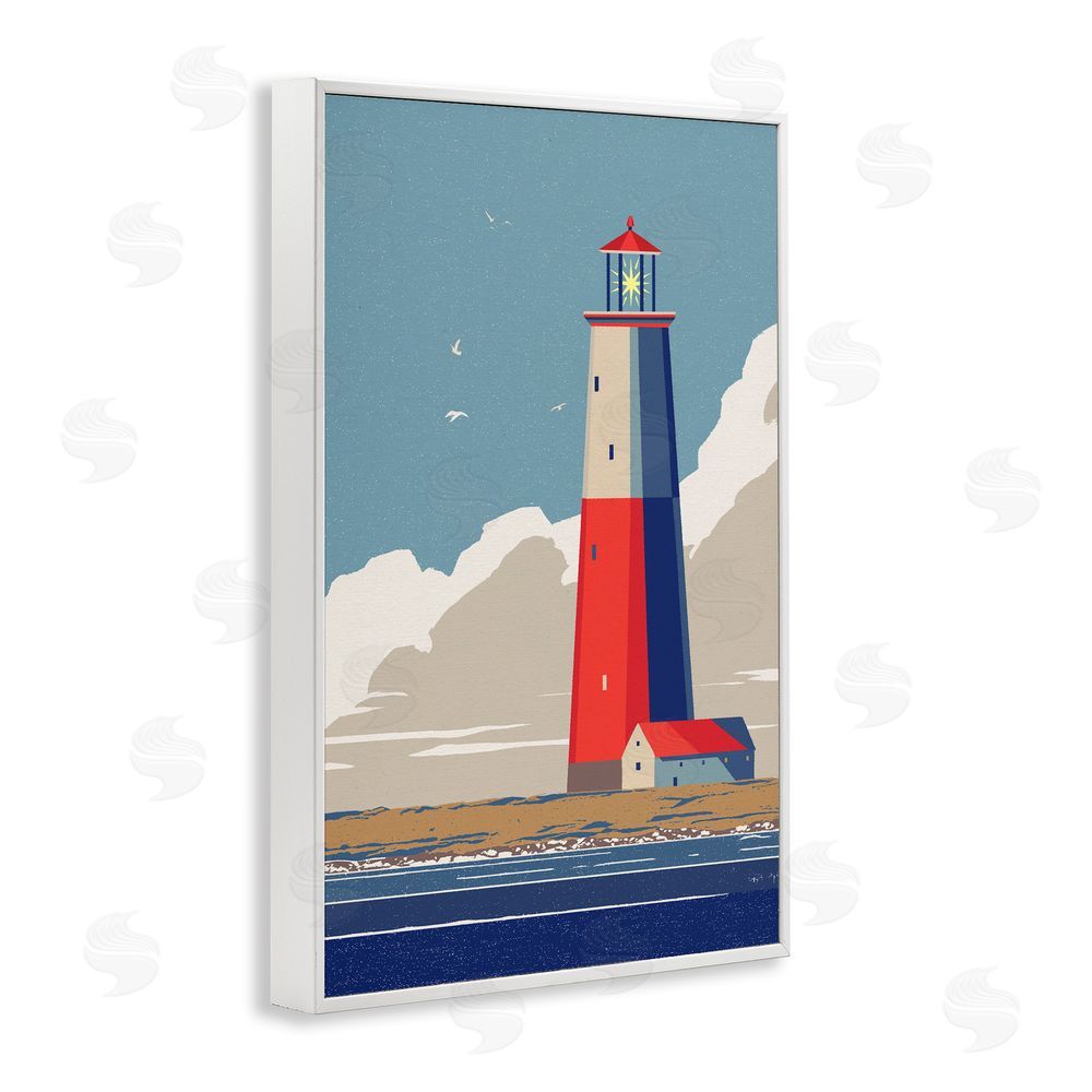 Ziwei Li Crimson Beacon on Cloudy Horizon White Framed Giclee Wall Art Print