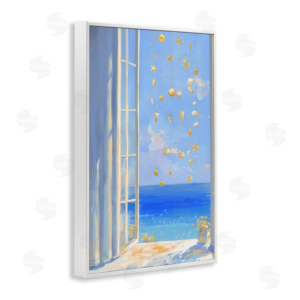 Ziwei Li Dangling Seashells in Window View White Framed Giclee Wall Art Print