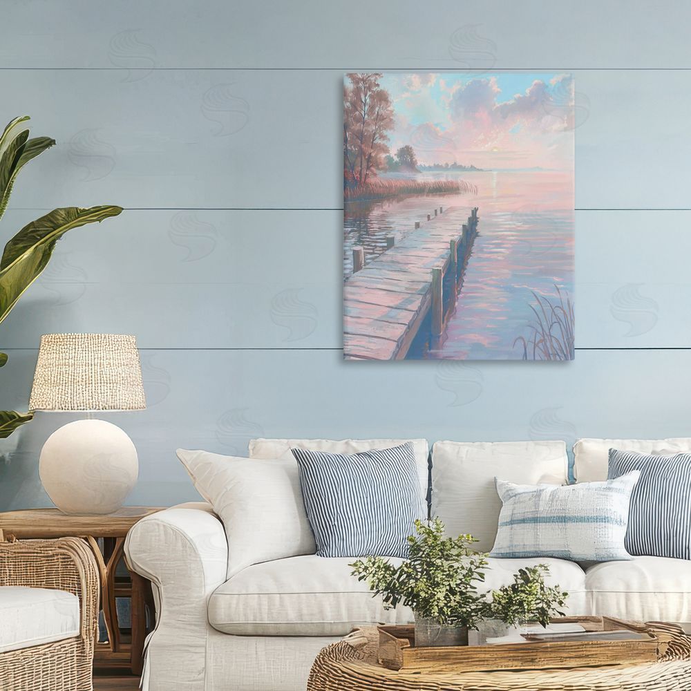 Ziwei Li Pastel Sunset Over Quiet Dock