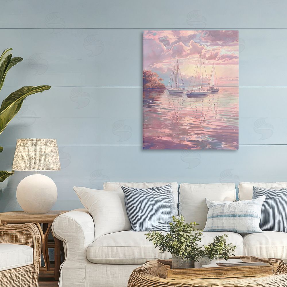 Ziwei Li Pastel Sunset over Anchored Boats