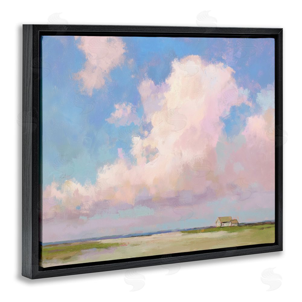 Ziwei Li Fluffy Pastel Clouds Landscape Black Floating Frame Canvas Wall Art Print
