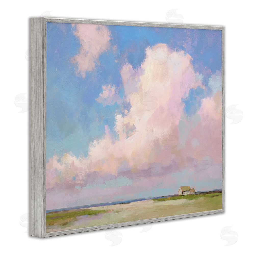 Ziwei Li Fluffy Pastel Clouds Landscape Gray Framed Giclee Wall Art Print