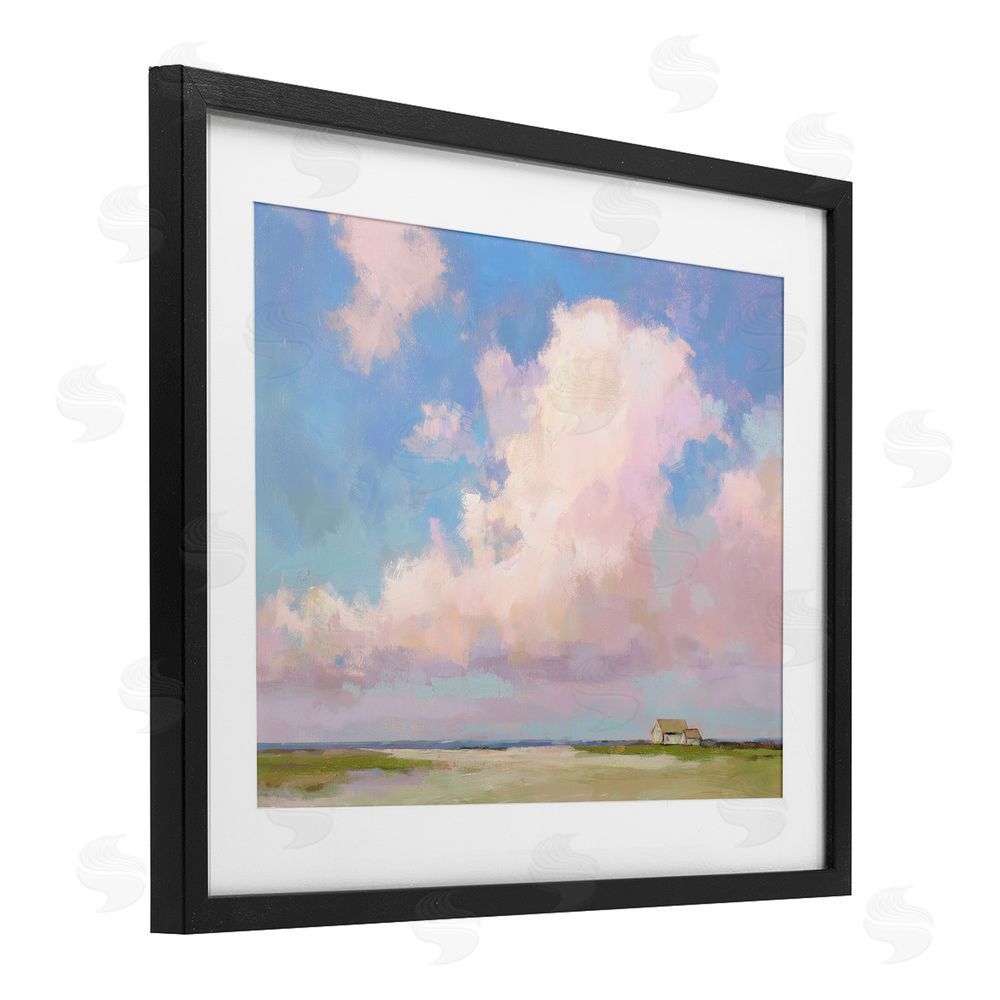 Ziwei Li Fluffy Pastel Clouds Landscape Black Framed Print Under Glass Wall Art