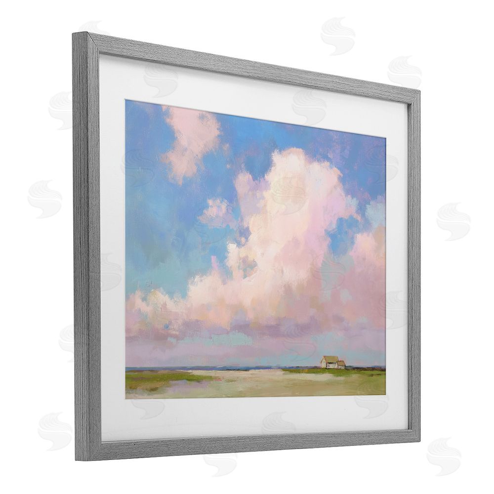 Ziwei Li Fluffy Pastel Clouds Landscape Gray Framed Print Under Glass Wall Art