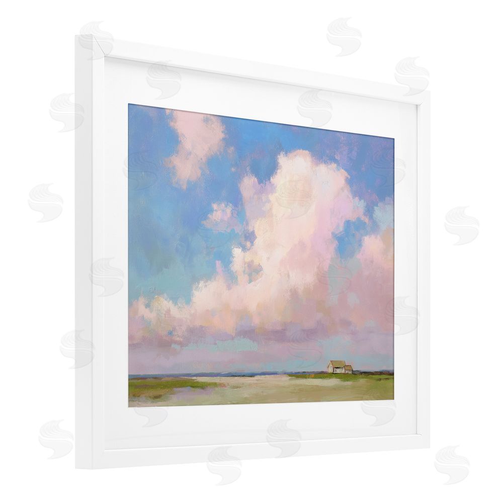 Ziwei Li Fluffy Pastel Clouds Landscape White Framed Print Under Glass Wall Art