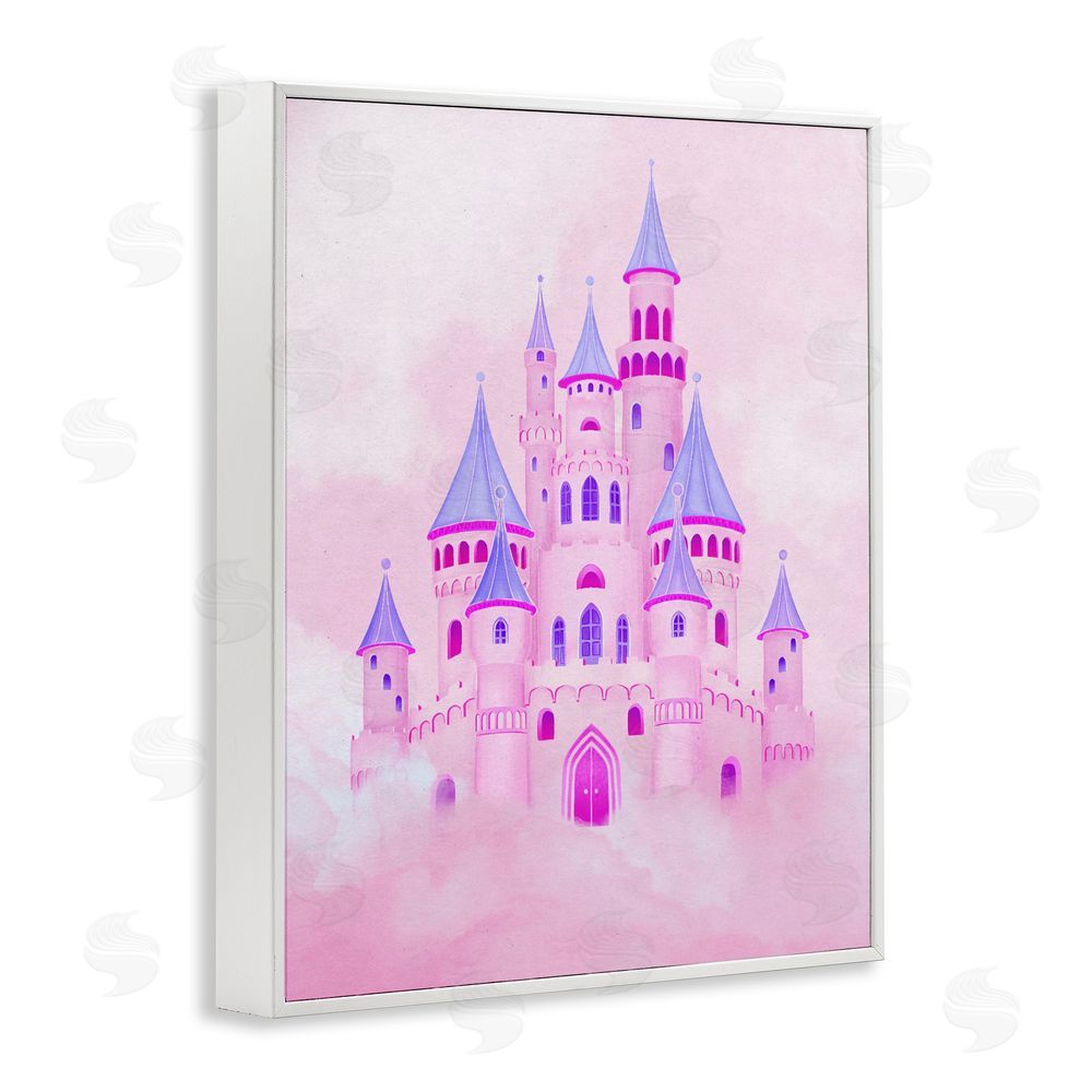 Ziwei Li Pink Fairytale Castle in Clouds White Framed Giclee Wall Art Print
