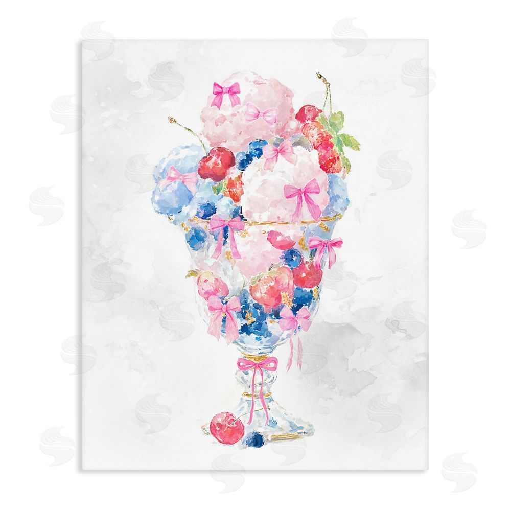 Ziwei Li Pastel Sorbet with Cherries Stretched Canvas Wall Art Print
