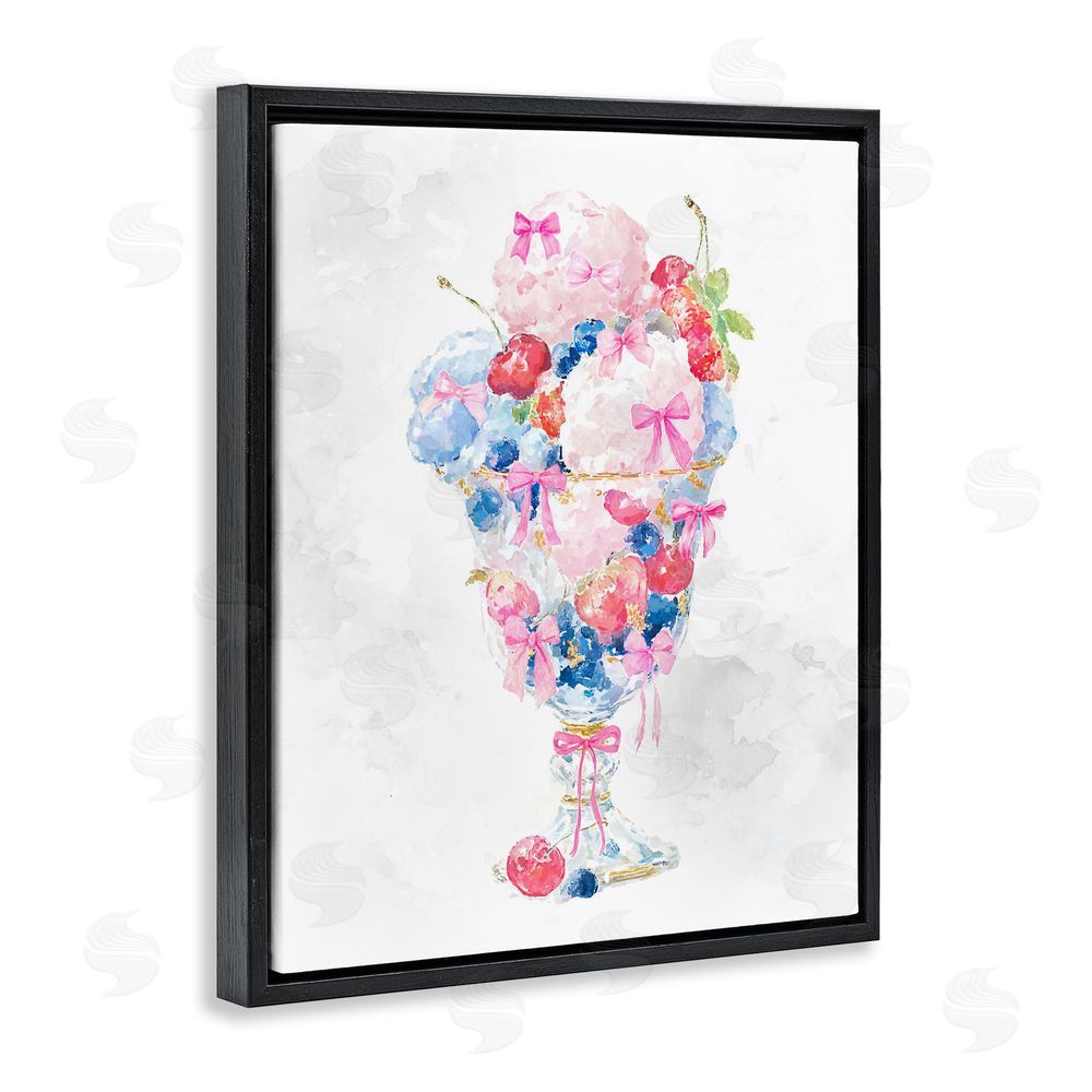 Ziwei Li Pastel Sorbet with Cherries Black Floating Frame Canvas Wall Art Print