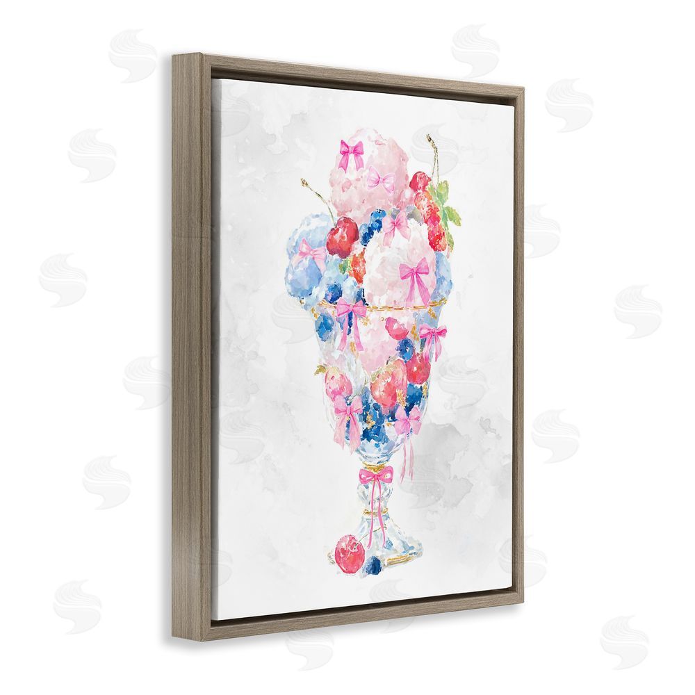 Ziwei Li Pastel Sorbet with Cherries Brown Floating Frame Canvas Wall Art Print