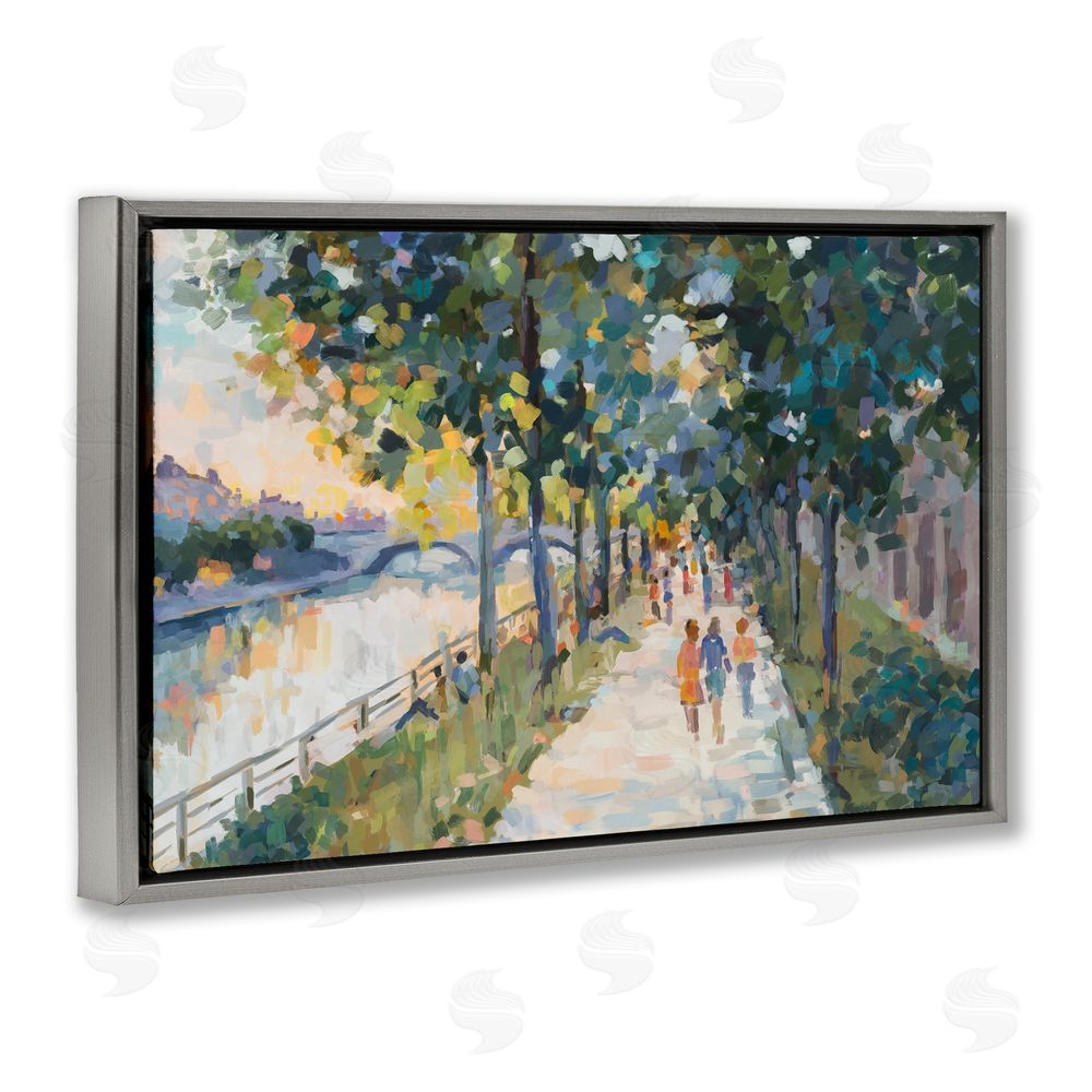 Ziwei Li Impression of River Pathway Gray Floating Frame Canvas Wall Art Print