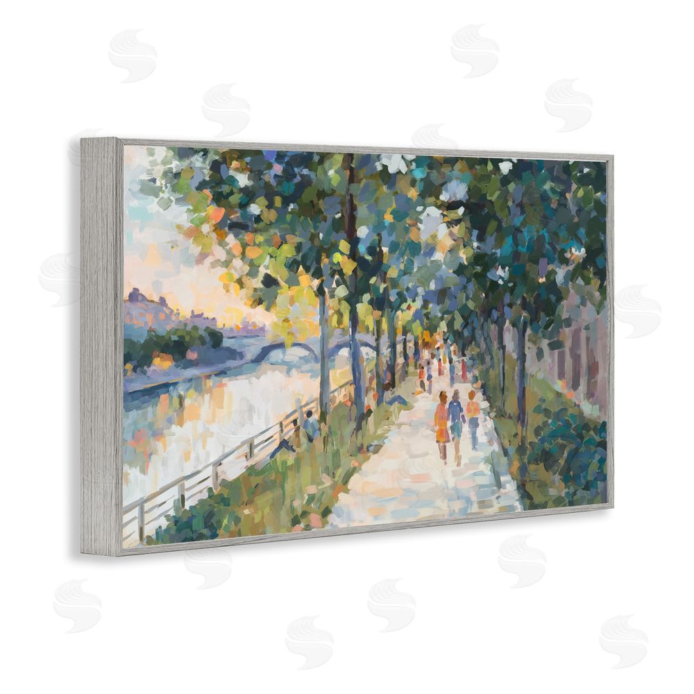 Ziwei Li Impression of River Pathway Gray Framed Giclee Wall Art Print
