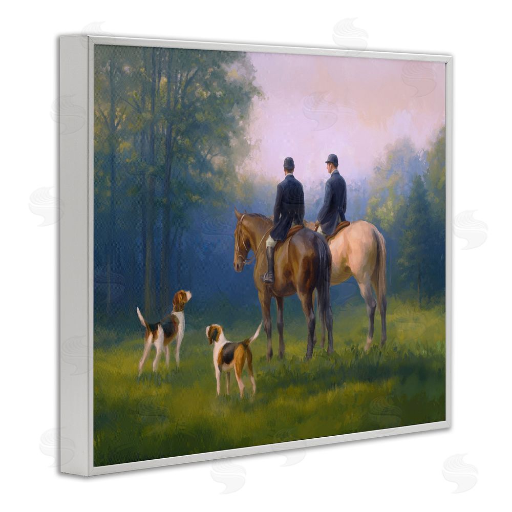 Ziwei Li Morning Ride with Hounds White Framed Giclee Wall Art Print