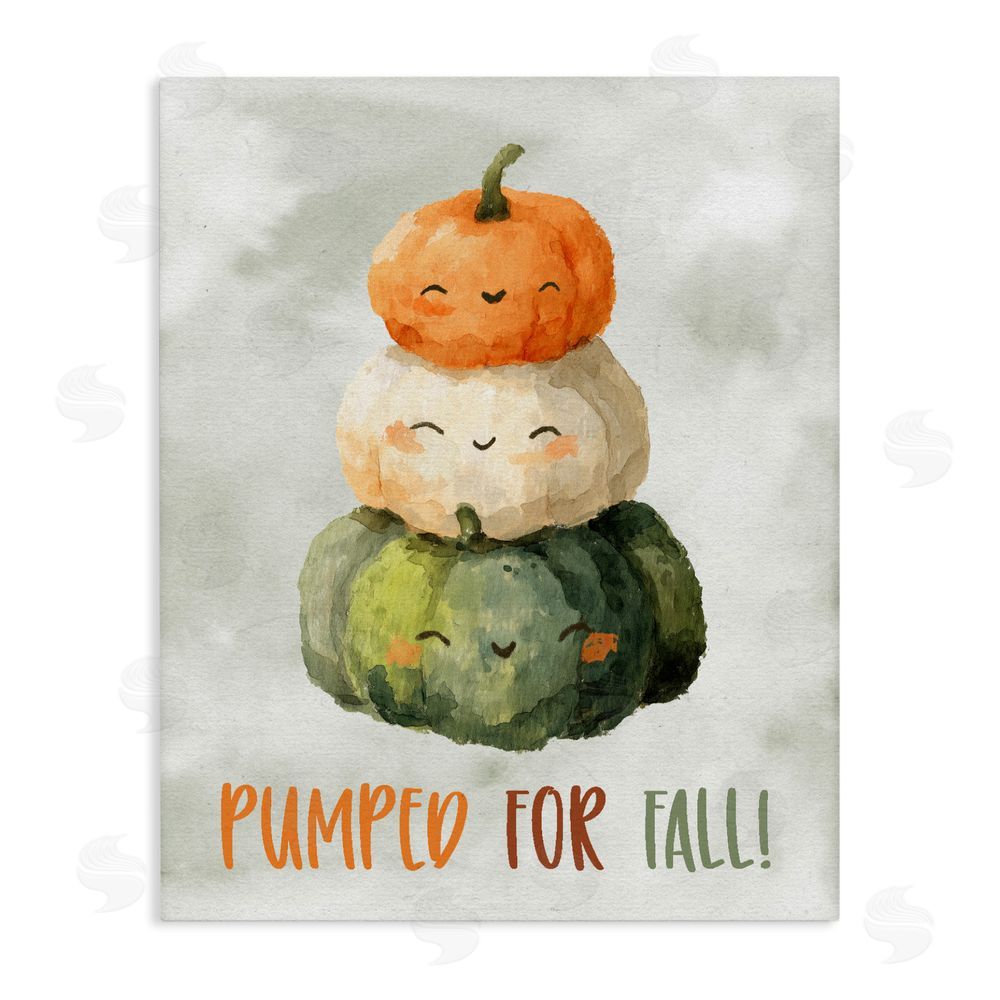 Ziwei Li Smiling Pumpkins Pumped For Fall Stretched Canvas Wall Art Print