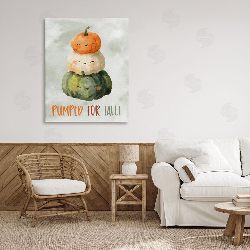 Ziwei Li Smiling Pumpkins Pumped For Fall Stretched Canvas on Wall