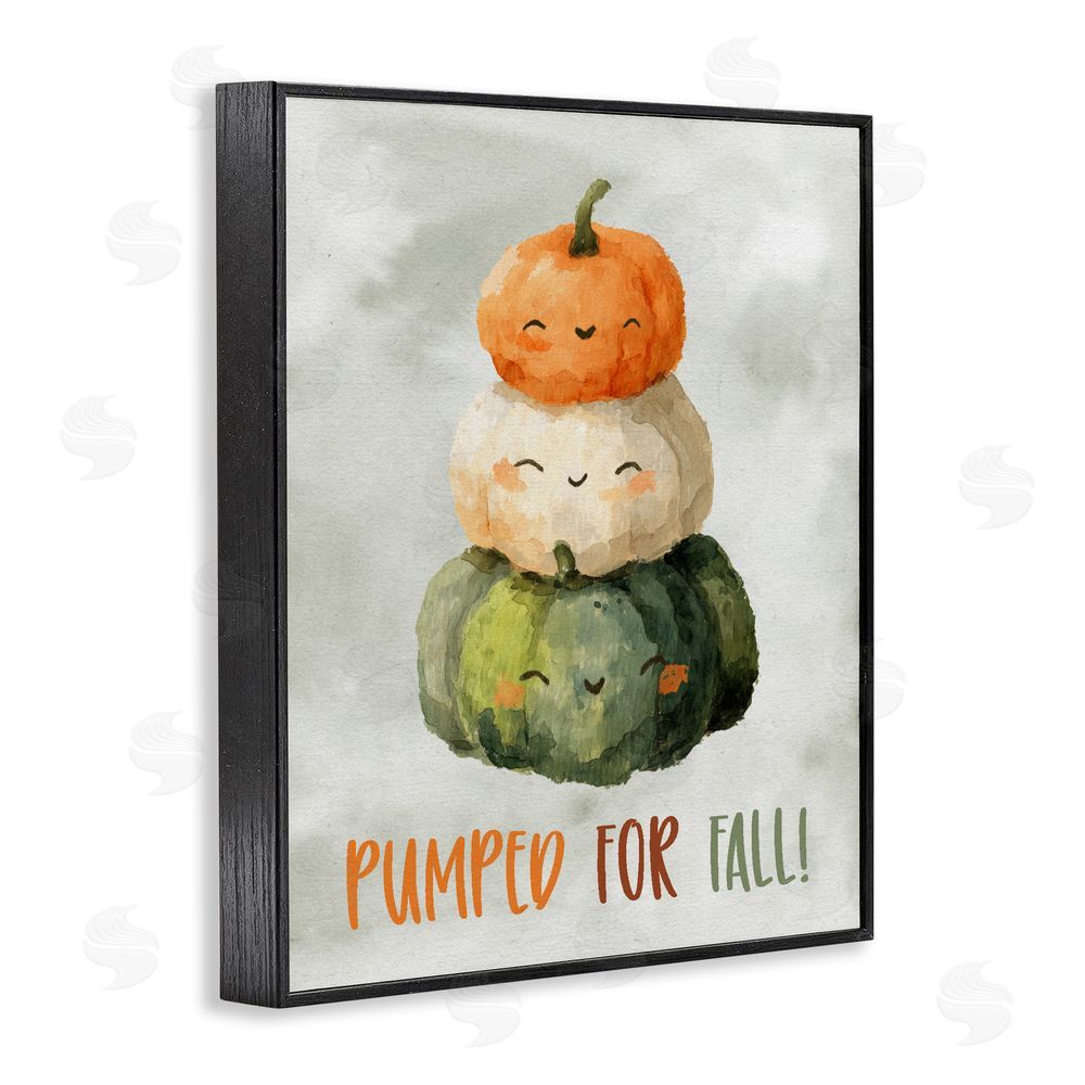 Ziwei Li Smiling Pumpkins Pumped For Fall Black Framed Giclee Wall Art Print