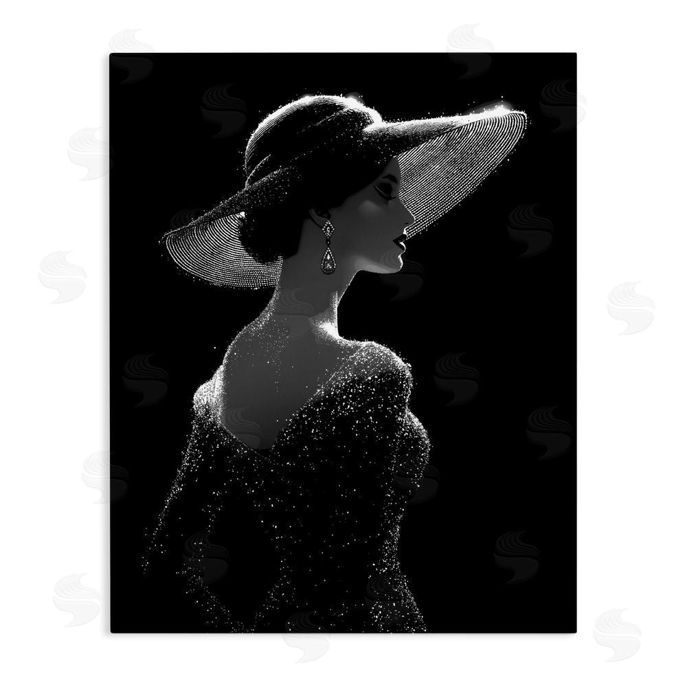 Ziwei Li Noir Elegance Sparkle Silhouette Stretched Canvas Wall Art Print