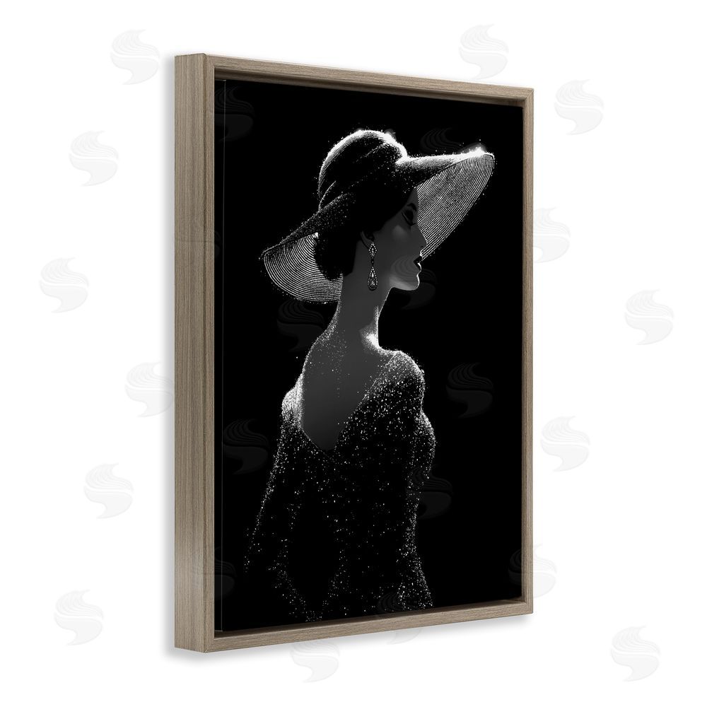 Ziwei Li Noir Elegance Sparkle Silhouette Brown Floating Frame Canvas Wall Art Print