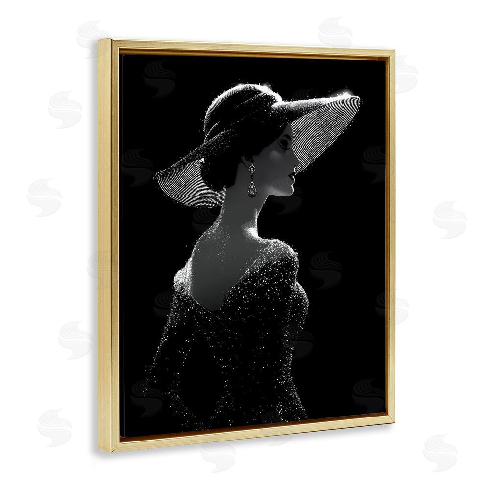 Ziwei Li Noir Elegance Sparkle Silhouette Gold Floating Frame Canvas Wall Art Print
