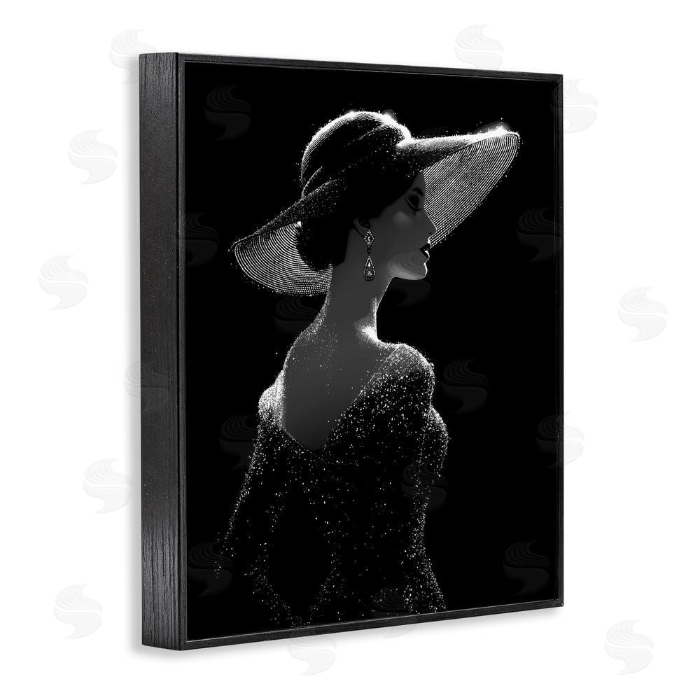 Ziwei Li Noir Elegance Sparkle Silhouette Black Framed Giclee Wall Art Print