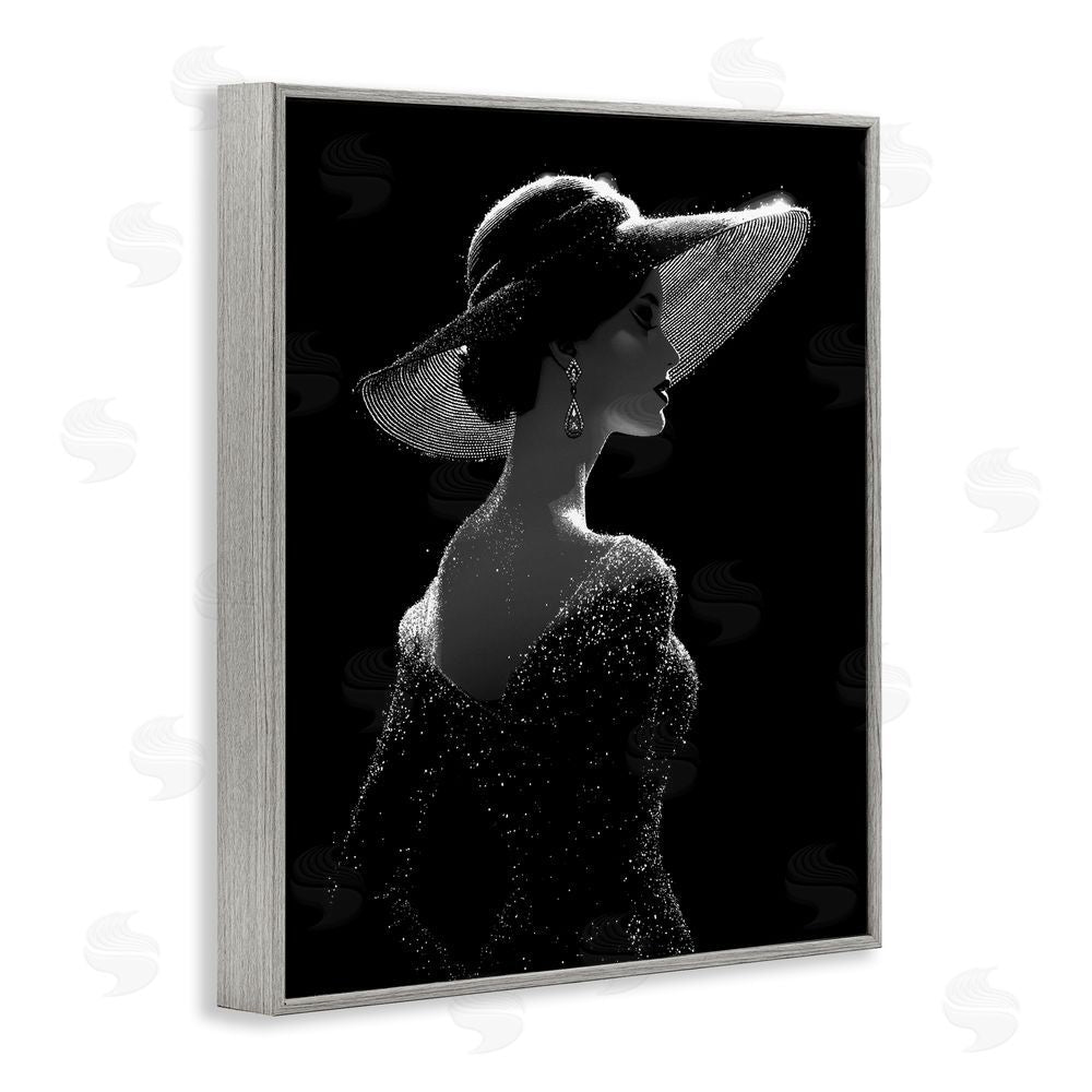Ziwei Li Noir Elegance Sparkle Silhouette Gray Framed Giclee Wall Art Print