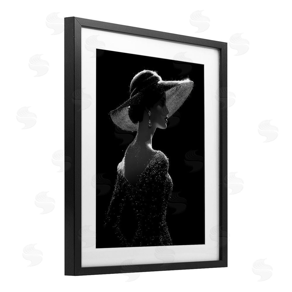 Ziwei Li Noir Elegance Sparkle Silhouette Black Framed Print Under Glass Wall Art
