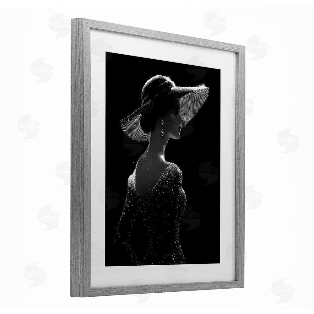 Ziwei Li Noir Elegance Sparkle Silhouette Gray Framed Print Under Glass Wall Art