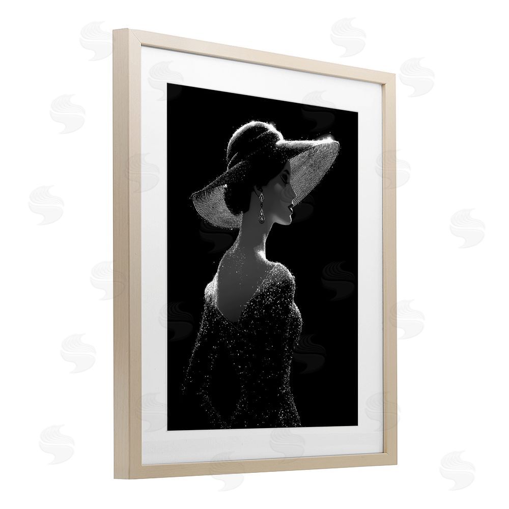 Ziwei Li Noir Elegance Sparkle Silhouette Brown Framed Print Under Glass Wall Art