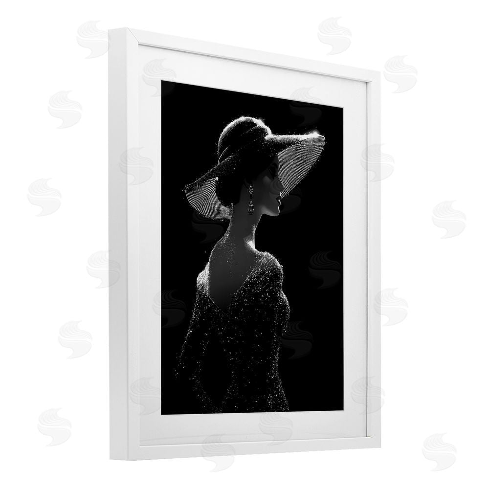 Ziwei Li Noir Elegance Sparkle Silhouette White Framed Print Under Glass Wall Art