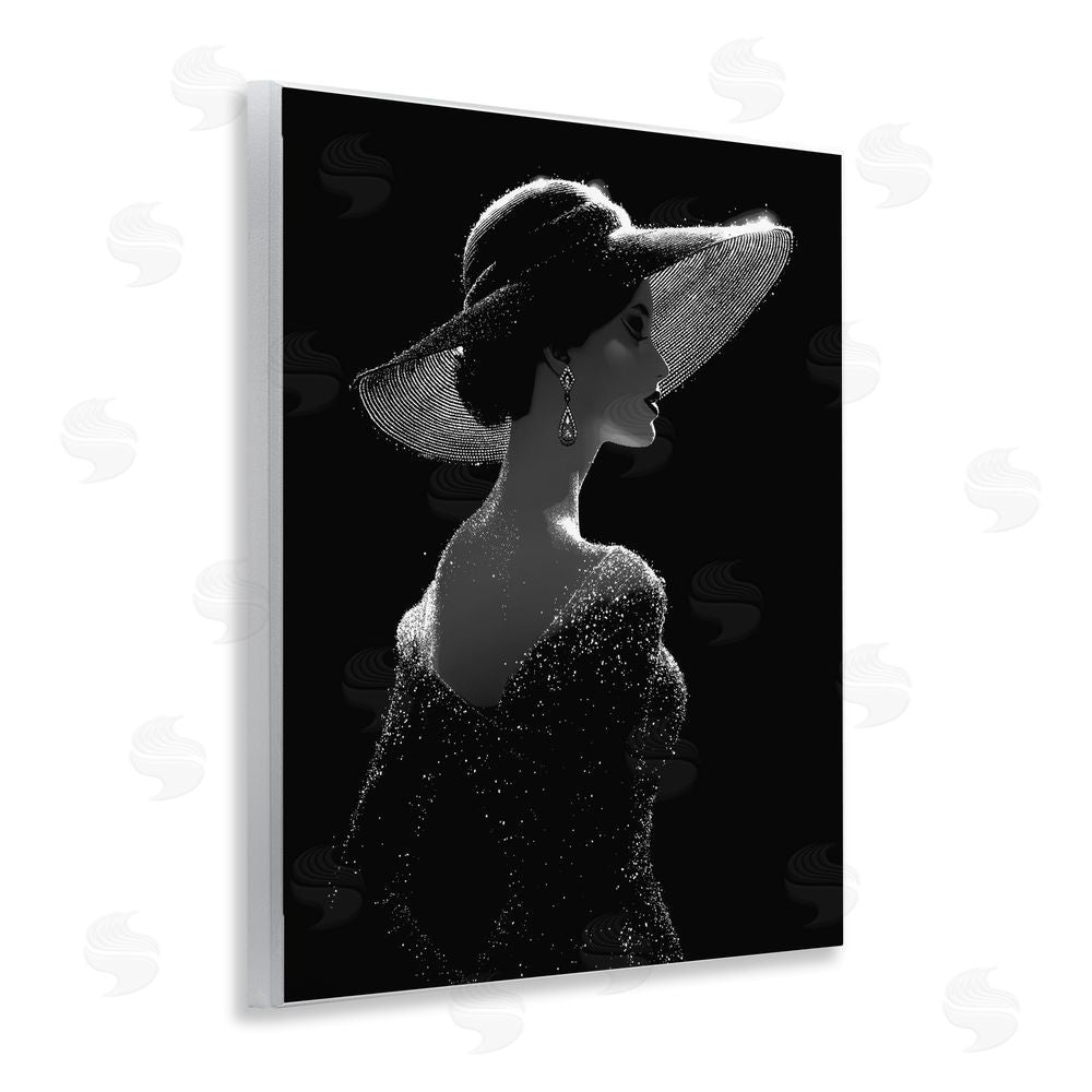 Ziwei Li Noir Elegance Sparkle Silhouette Wooden Wall Plaque Art Print