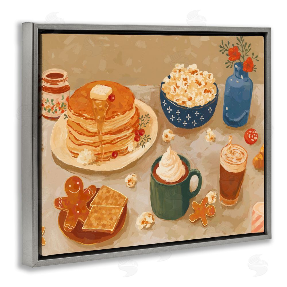 Ziwei Li Cozy Breakfast Spread Gray Floating Frame Canvas Wall Art Print
