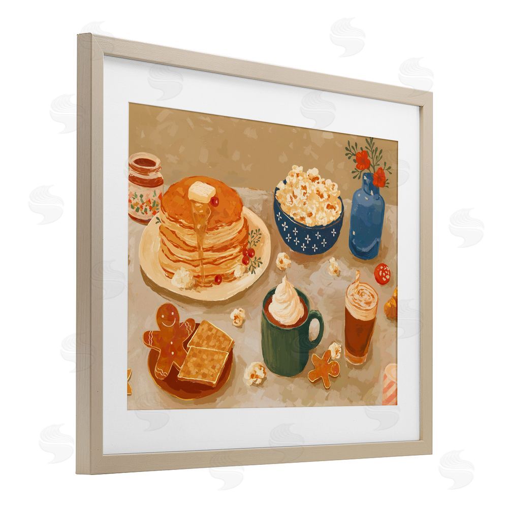 Ziwei Li Cozy Breakfast Spread Brown Framed Print Under Glass Wall Art