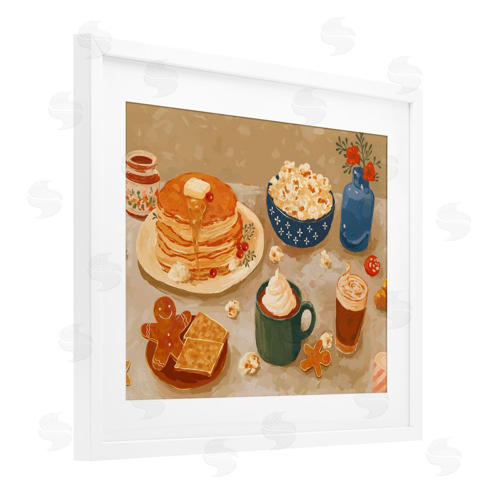 Ziwei Li Cozy Breakfast Spread White Framed Print Under Glass Wall Art