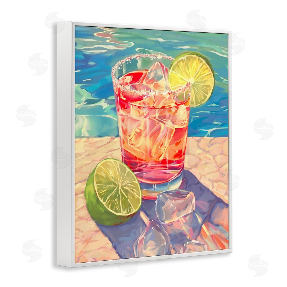 Ziwei Li Refreshing Poolside Cocktail White Framed Giclee Wall Art Print