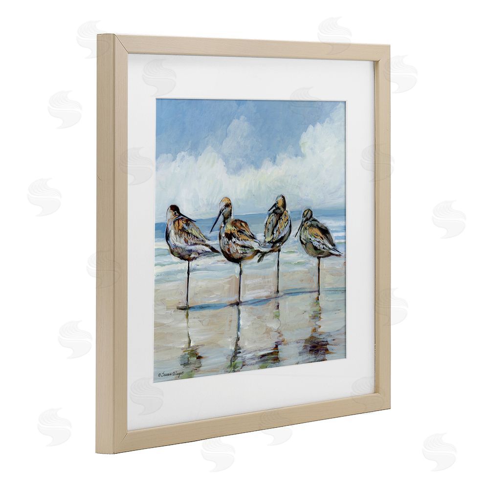 Susan Winget Sandpipers Balancing On Beach Brown Framed Print Under Glass Wall Art
