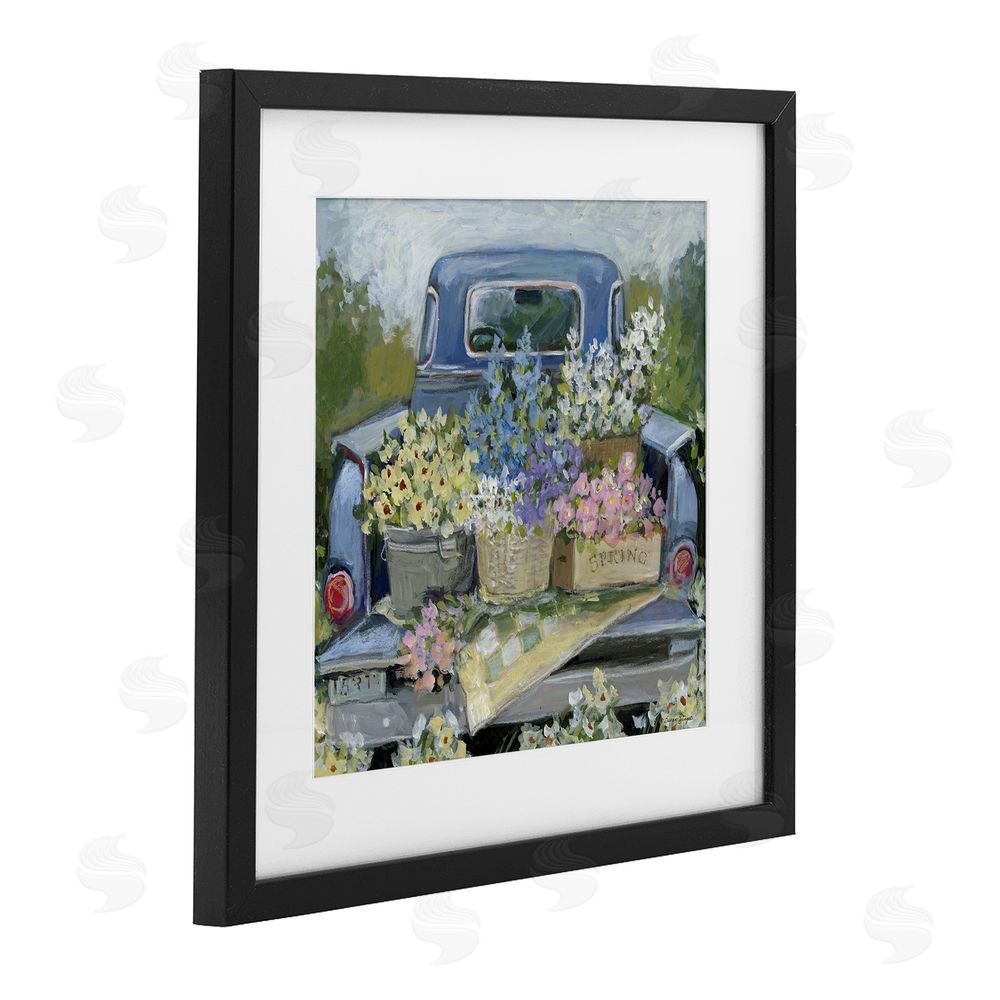 Susan Winget Truck Bed with Flowers Black Framed Print Under Glass Wall Art