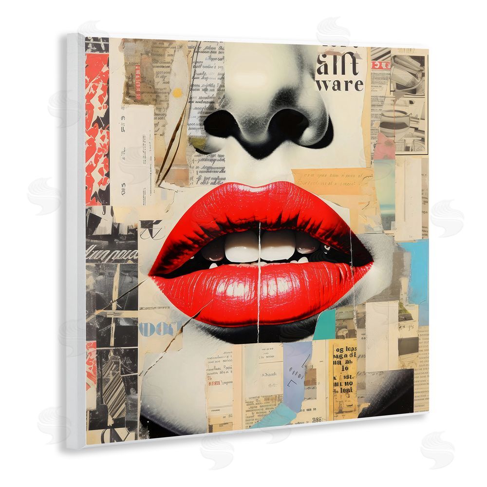 Creative Studio Fashion Collage with Scarlet Lips Wall Plaque Home Decor Art Print