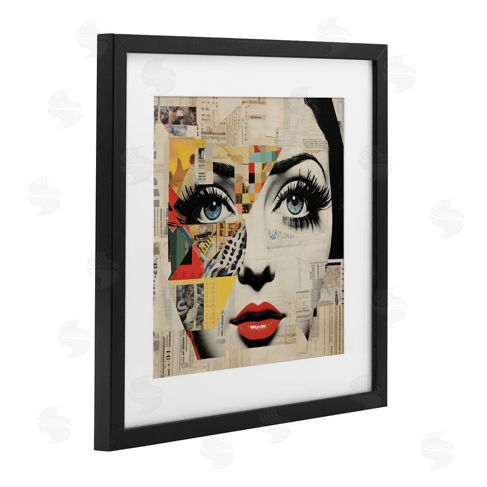 Creative Studio Fashion Collage Pop Portrait Black Framed Print Under Glass Wall Art