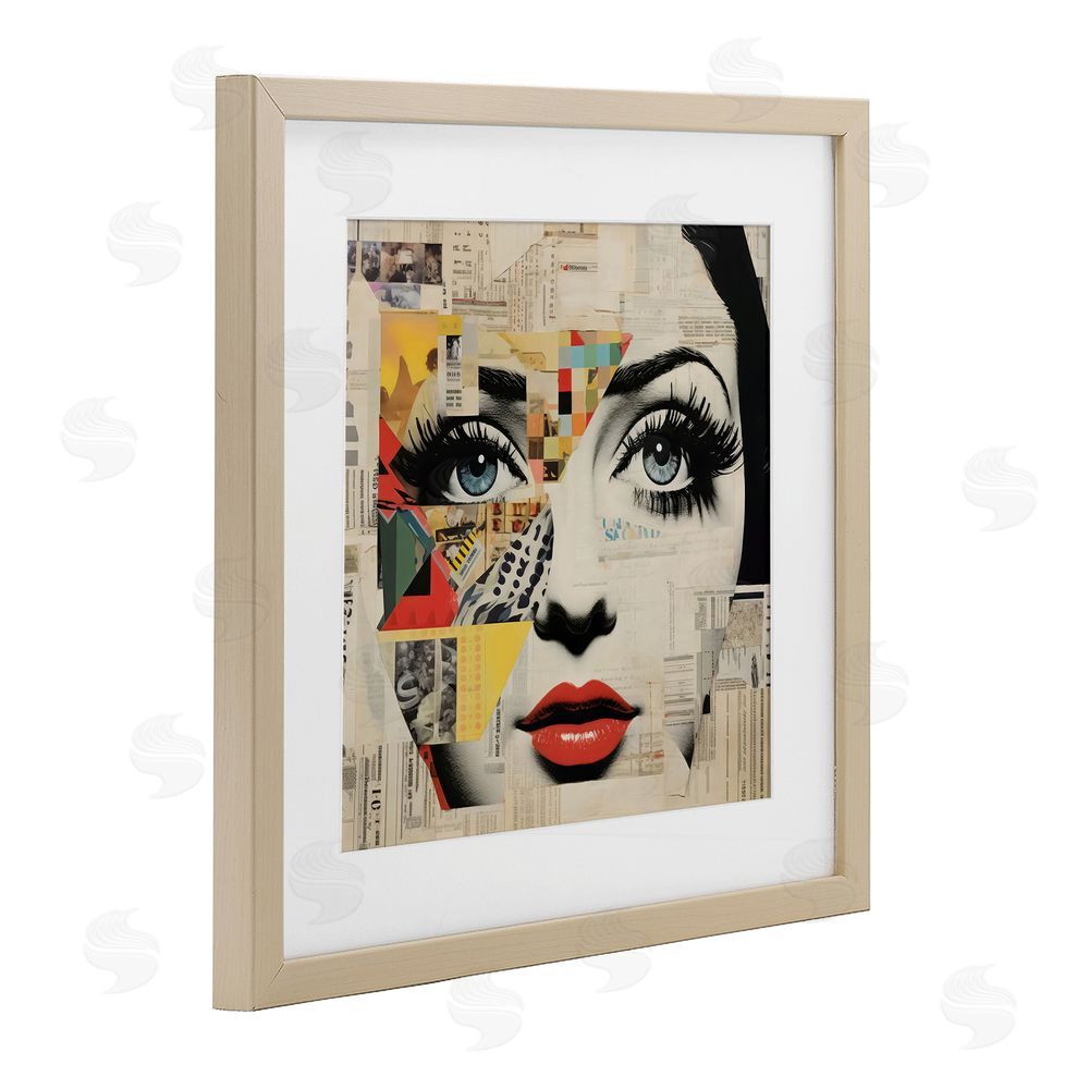 Creative Studio Fashion Collage Pop Portrait Brown Framed Print Under Glass Wall Art