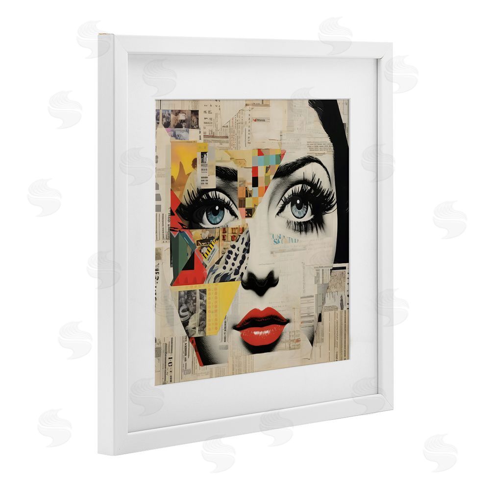 Creative Studio Fashion Collage Pop Portrait White Framed Print Under Glass Wall Art