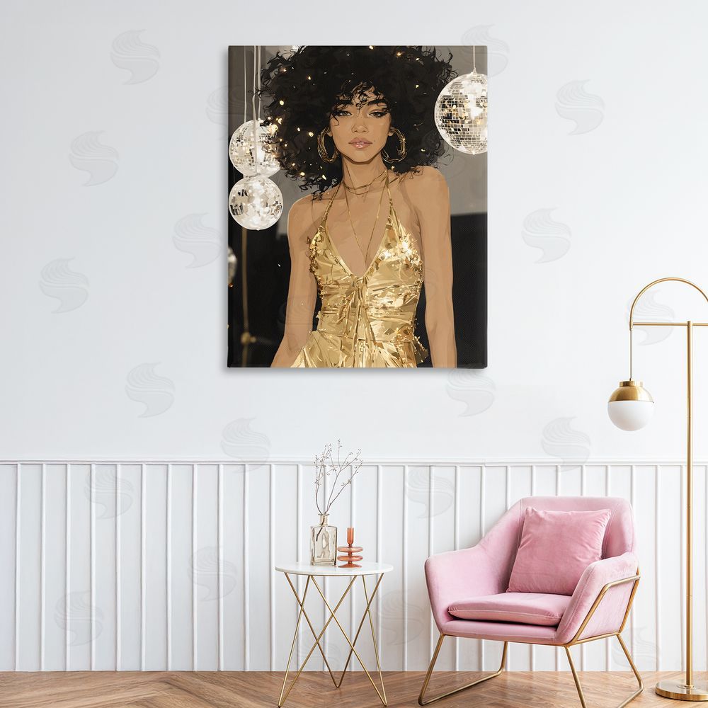 Franklyn Gregory Golden Disco Dream Party Stretched Canvas Wall Art in Room
