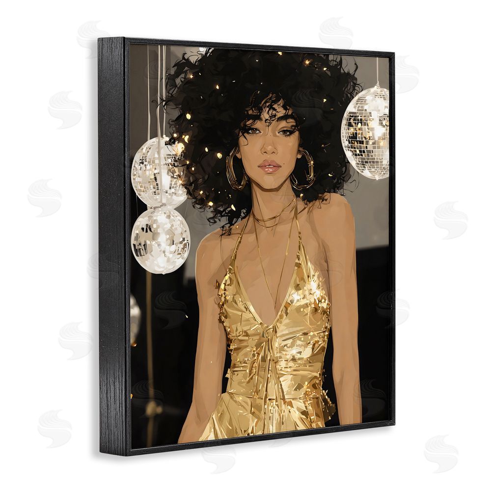Franklyn Gregory Golden Disco Dream Party Black Framed Giclee Wall Art