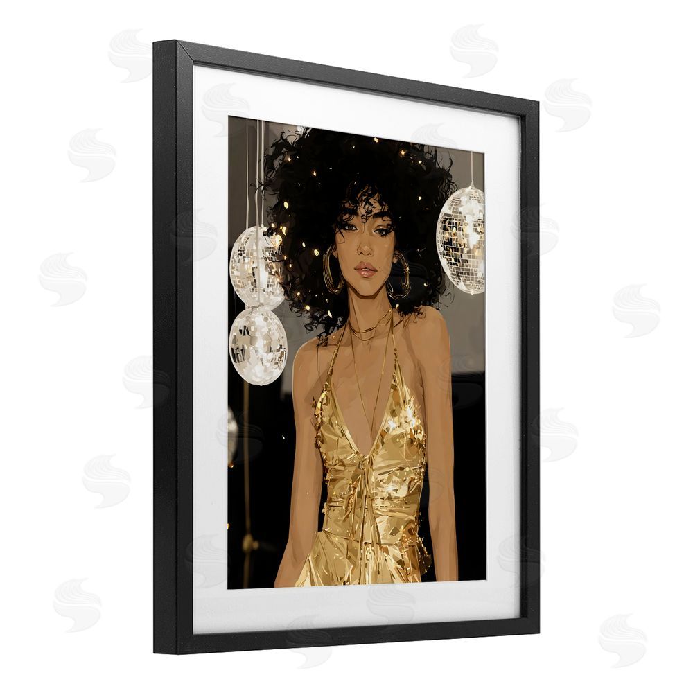 Franklyn Gregory Golden Disco Dream Party Black Framed Print Under Glass Wall Art