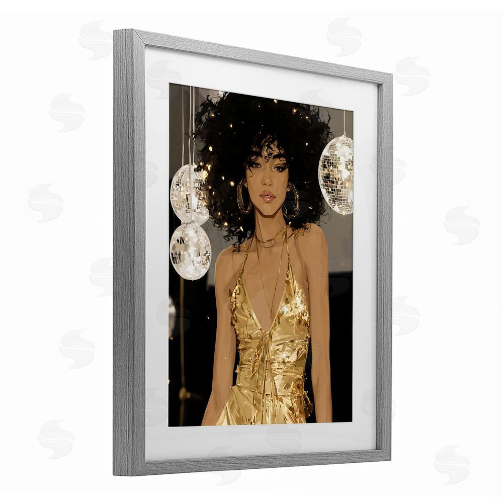 Franklyn Gregory Golden Disco Dream Party Gray Framed Print Under Glass Wall Art