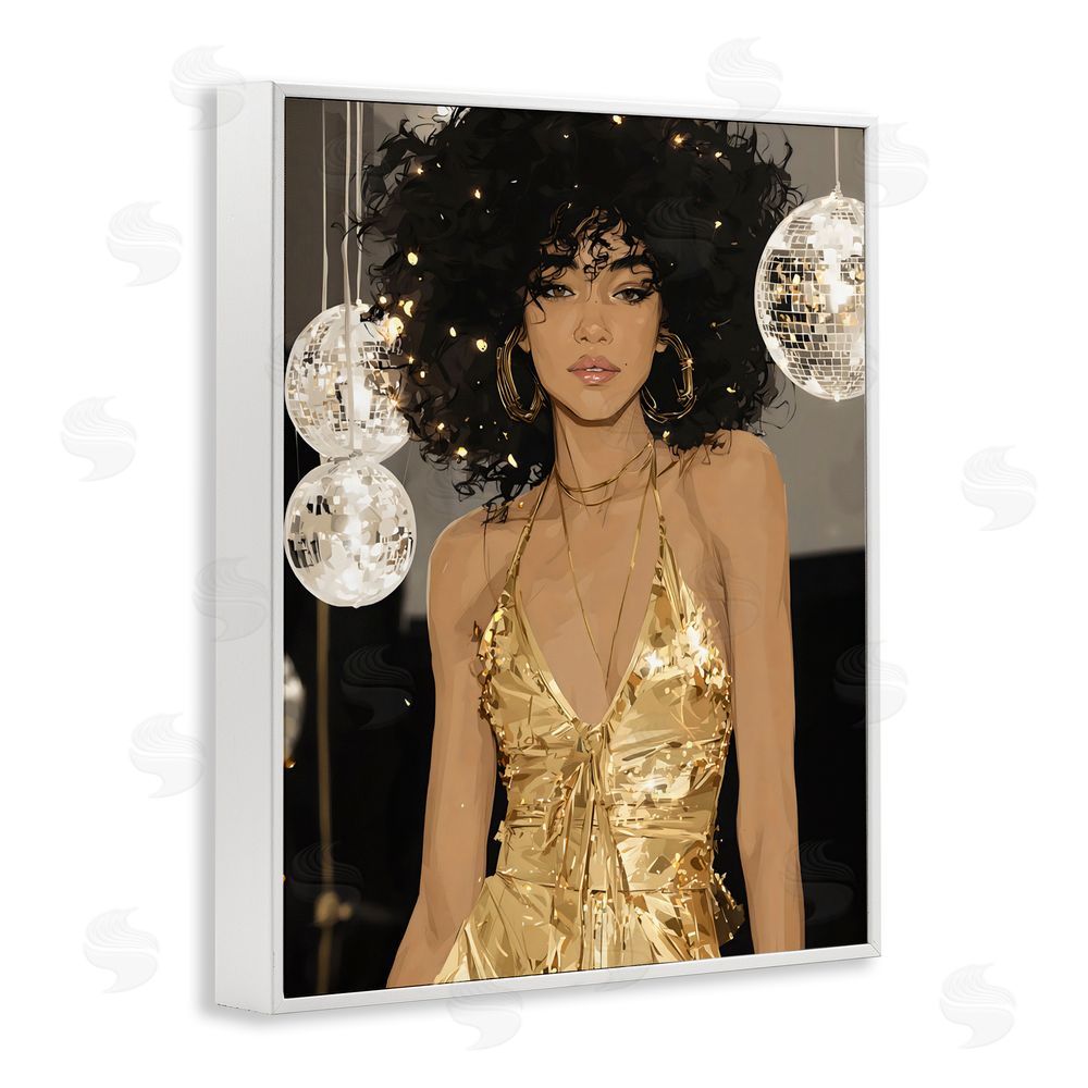 Franklyn Gregory Golden Disco Dream Party White Framed Giclee Wall Art
