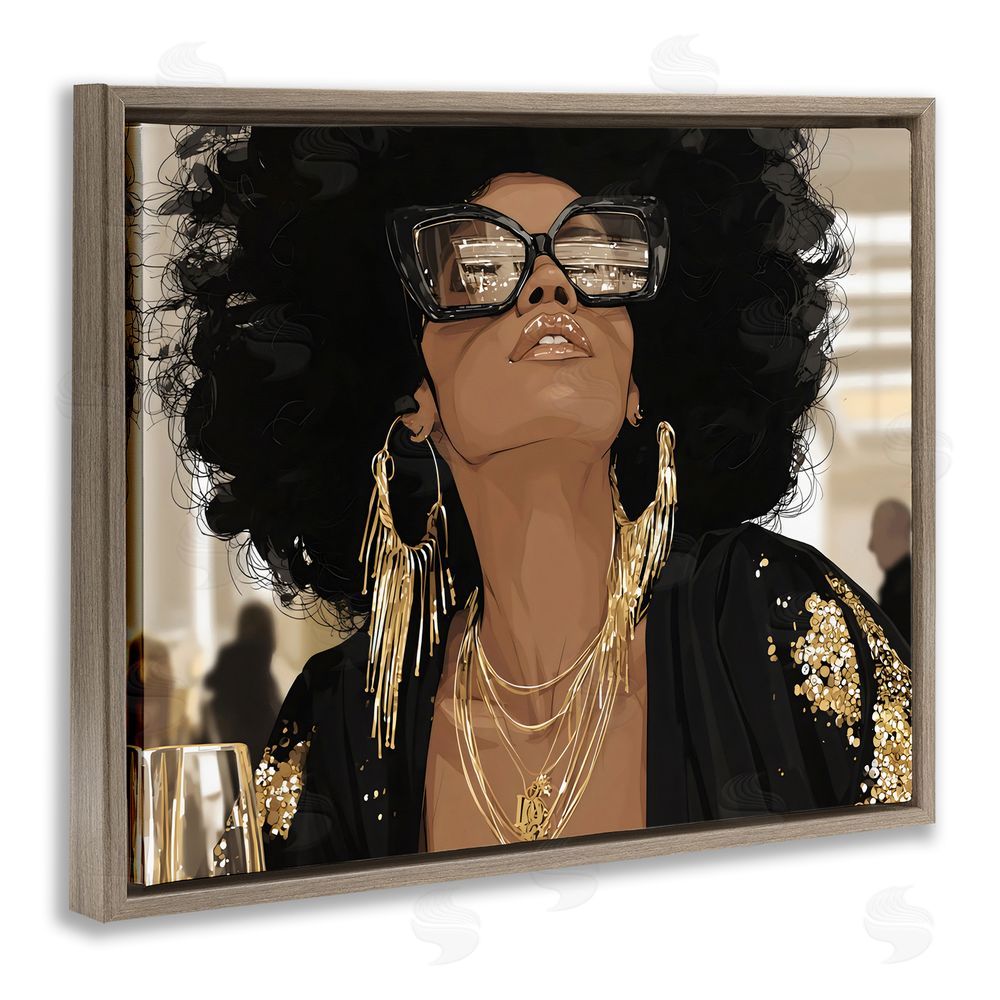 Franklyn Gregory Full Of Confidence Beautiful Woman Brown Floating Framed Canvas Wall Art