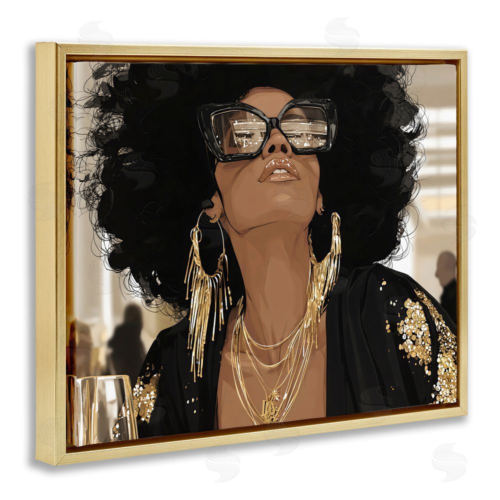 Franklyn Gregory Full Of Confidence Beautiful Woman Gold Floating Framed Canvas Wall Art