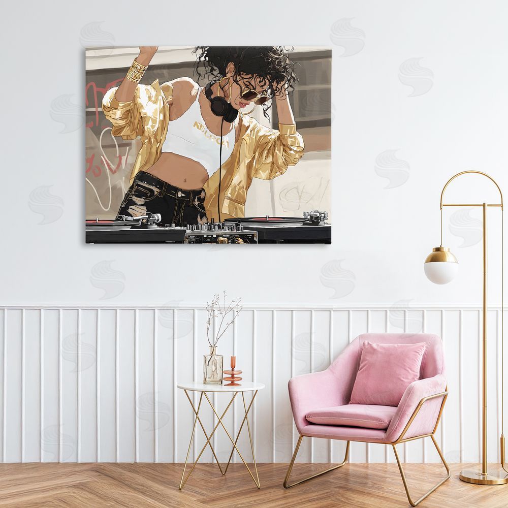Franklyn Gregory Gold Accented DJ Stretched Canvas Wall Art in Room