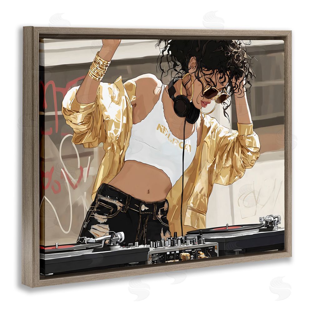 Franklyn Gregory Gold Accented DJ Brown Floating Framed Canvas Wall Art