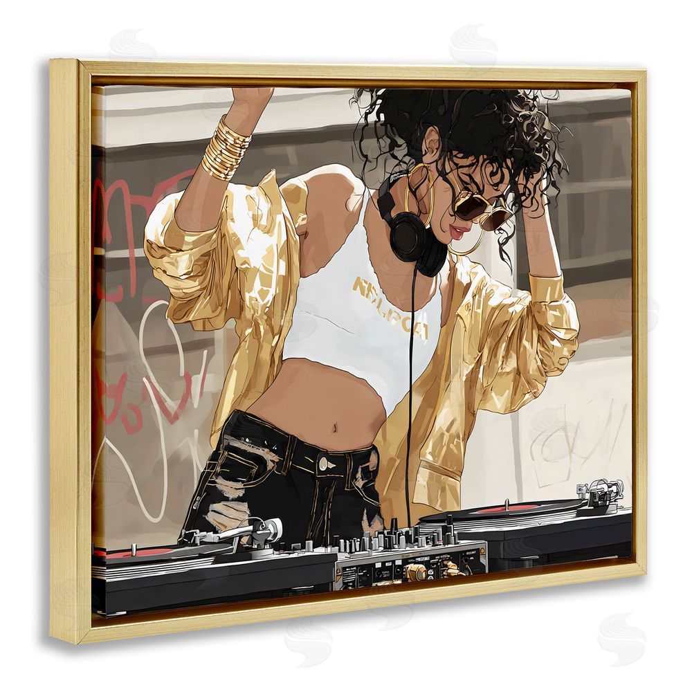 Franklyn Gregory Gold Accented DJ Gold Floating Framed Canvas Wall Art