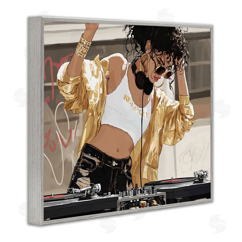 Franklyn Gregory Gold Accented DJ Gray Framed Giclee Wall Art